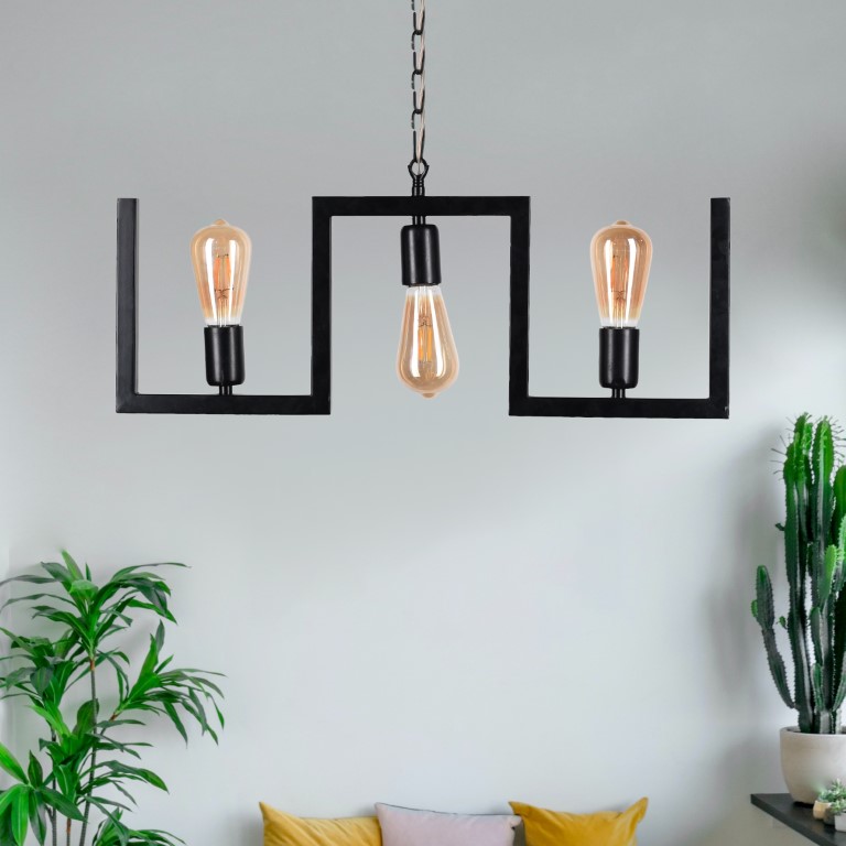 نجفة مسطرة ثلاثية اب داون - أسود