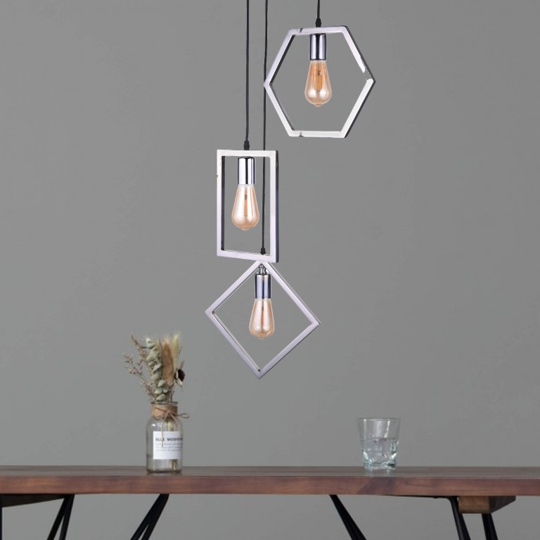 نجفة أشكال ثلاثية مودرن - كروم