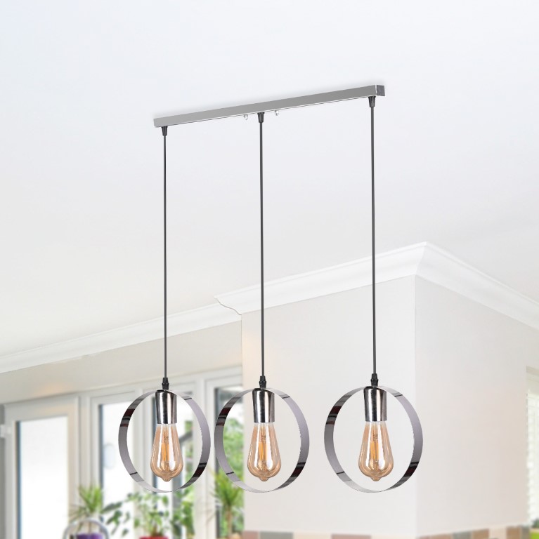 نجفة مسطرة أشكال دائرية - كروم