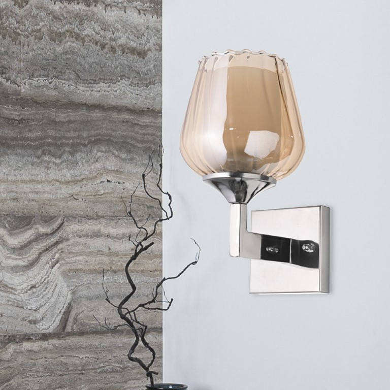 أبليك حائط ستانلس شكل وردة - كروم