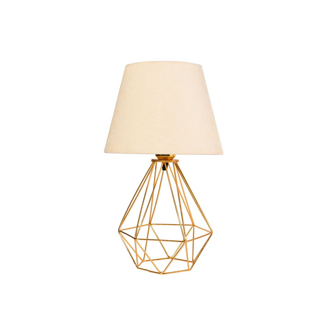 اباجورة مودرن معدن بشابوه قماش - دهبى/بيج - RL-TL-B-034