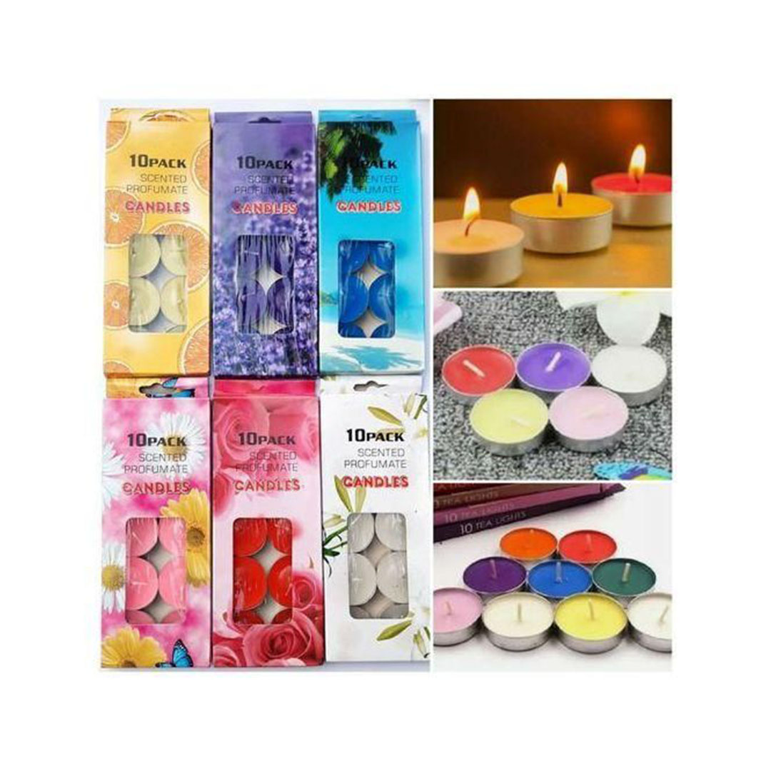 شموع معطرة للمناسبات - 10 قطع - روائح متنوعة - ورد