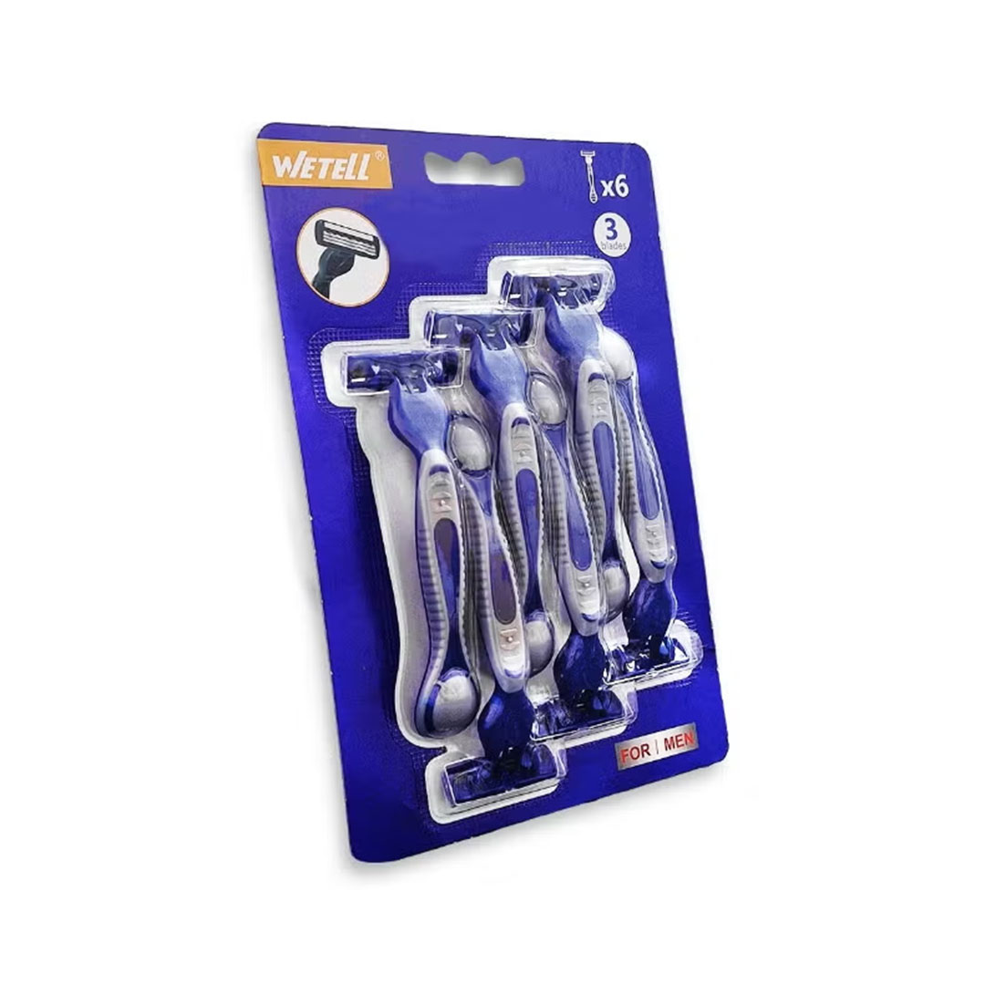 مجموعة شفرات حلاقة للرجال بشفرات ثلاثية - 6 قطع