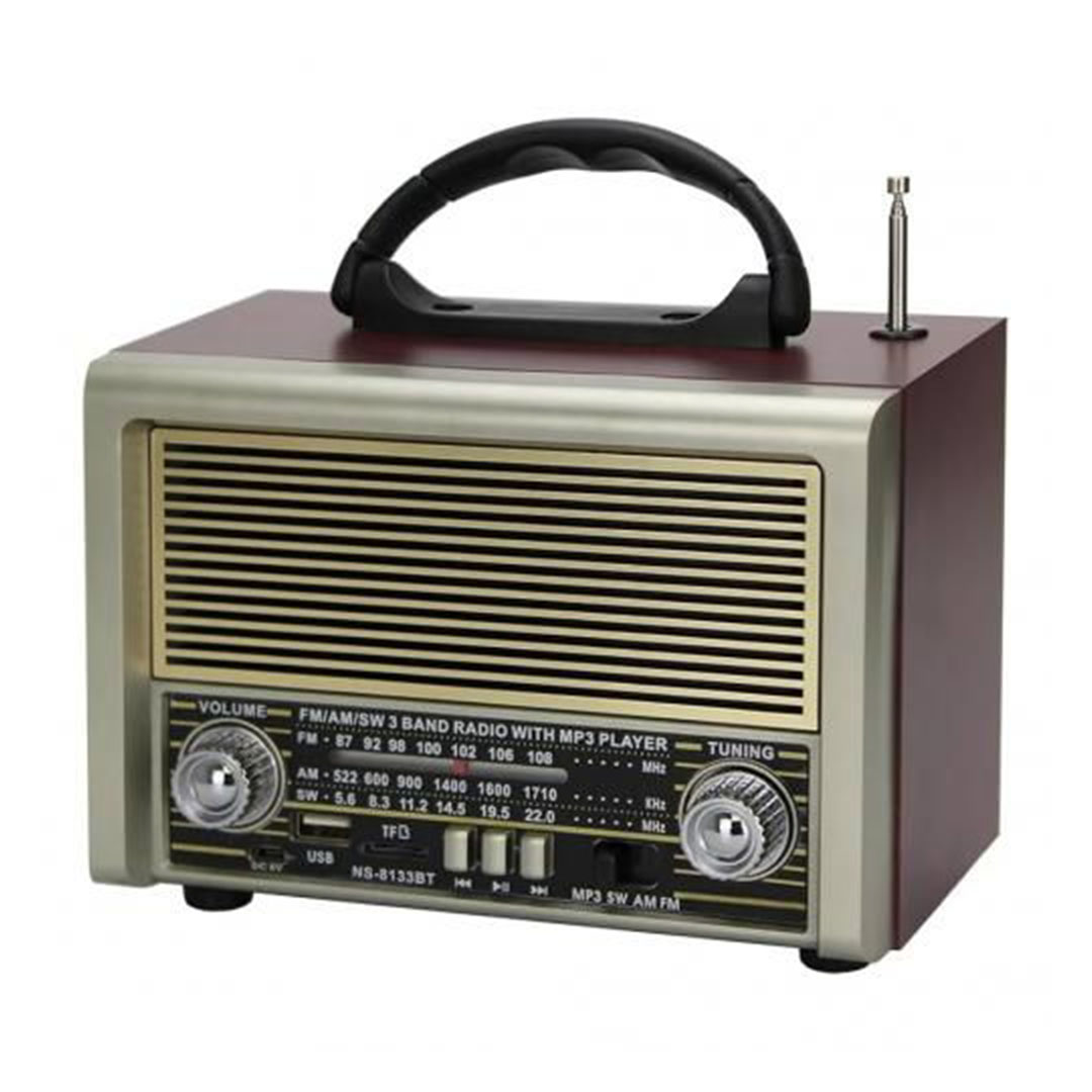 ns-8133bt راديو كلاسيك قابل لإعادة الشحن - بني