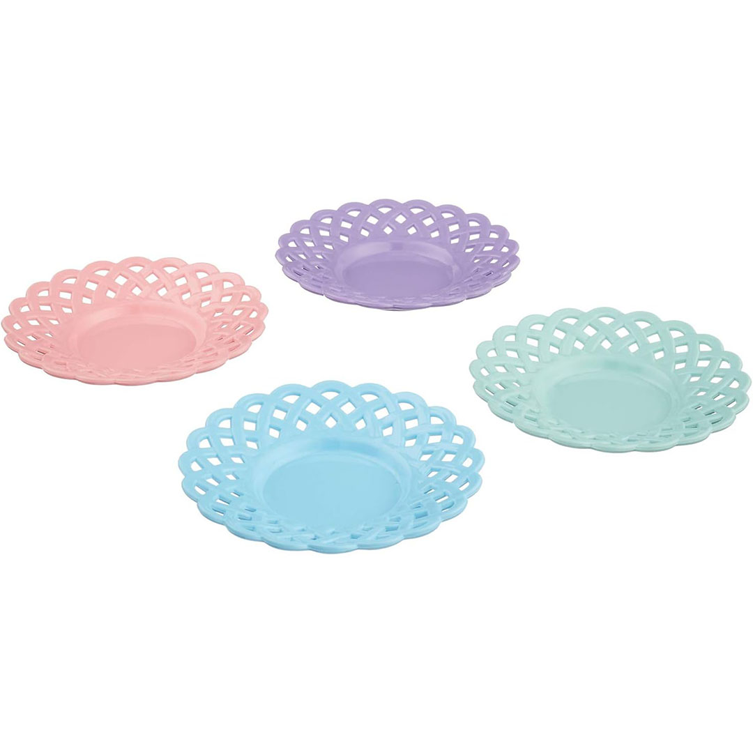 طبق كوب بلاستيك صغير 4 قطع - متعدد الالوان