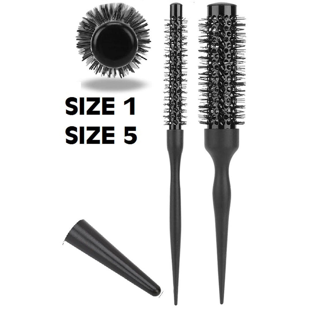 فرشاة شعر للتصفيف الأحترافي - مقاس 5 و مقاس 1 - اسود