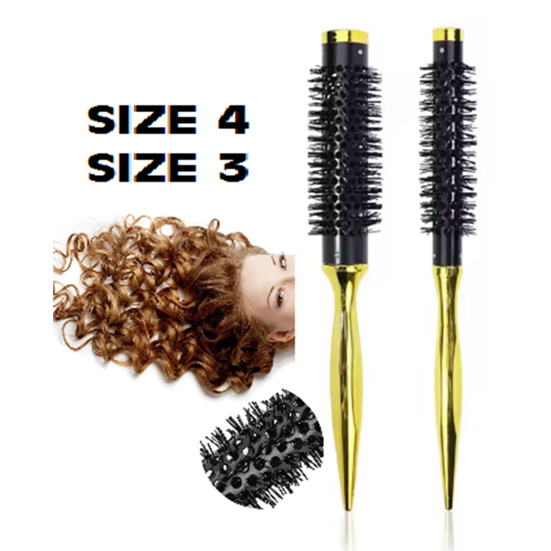 فرشاة شعر للتصفيف الأحترافي - مقاس 4 و مقاس 5 - اسود في ذهبي