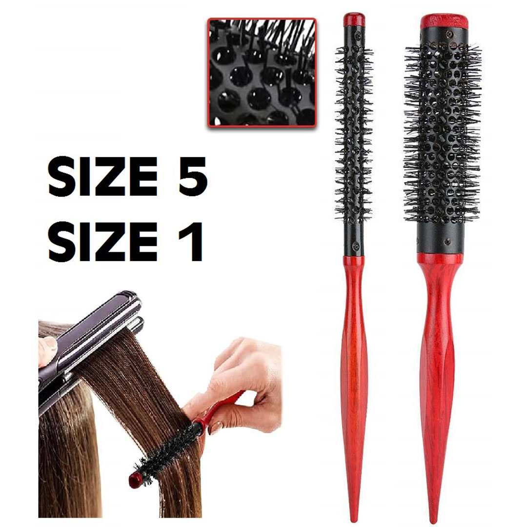 فرشاة شعر للتصفيف الأحترافي - مقاس 5 و مقاس 1 - احمر