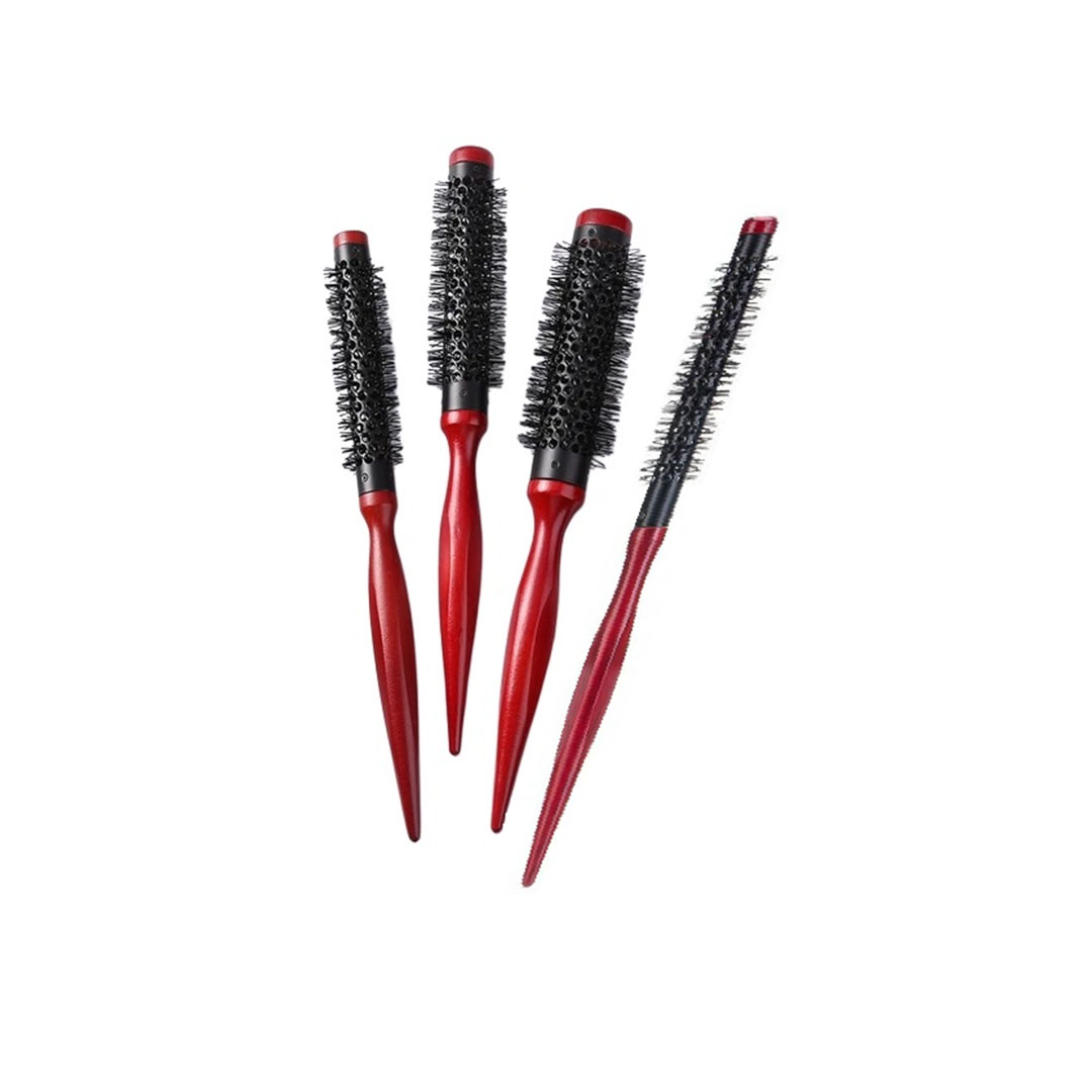 فرشاة تجفيف شعر - 4 قطع - أحمر داكن