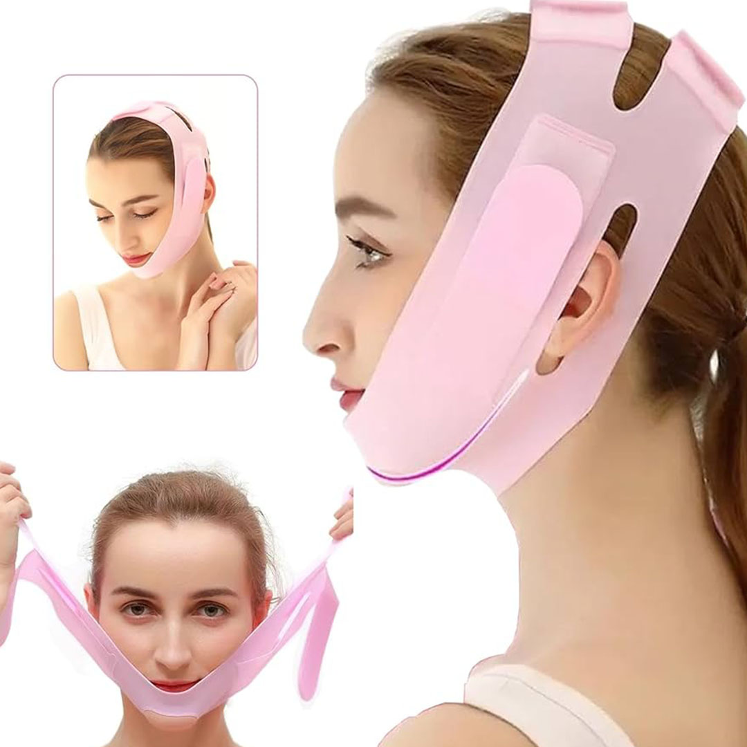 قناع سيليكون شكل V لشد الوجه - بينك