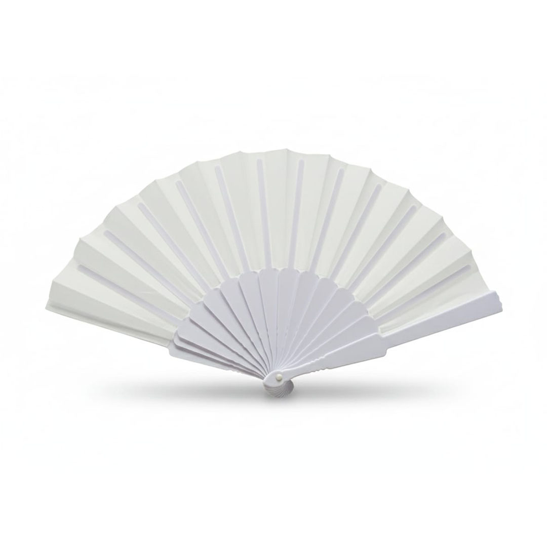 مروحة يدوية بلاستيك أبيض سادة