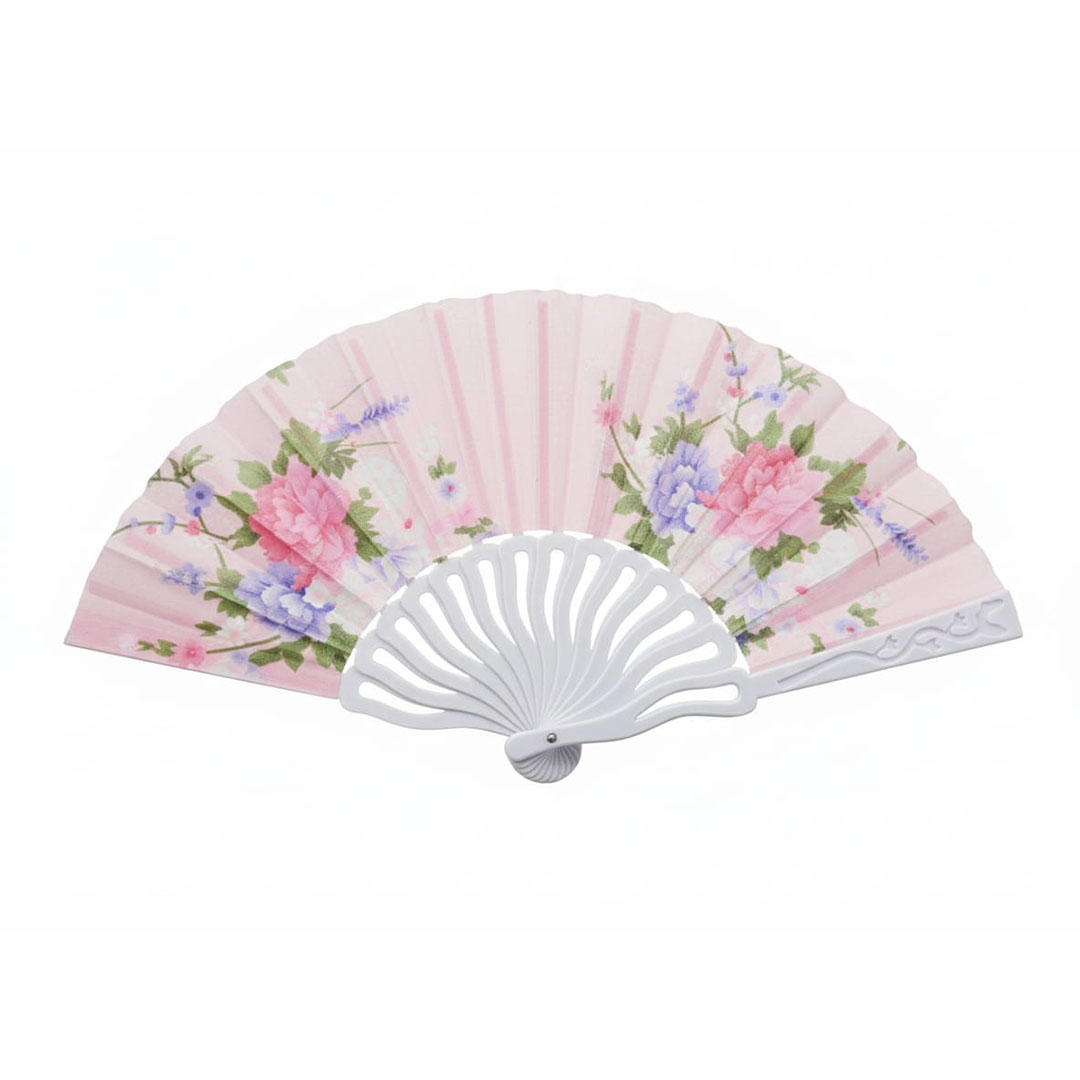 مروحة بيد بينك بلاستيك مشجر