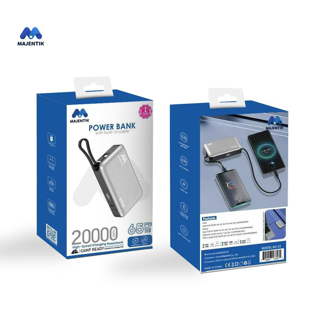 ماجنتيك باور بانك - 20000 مللي أمبير - فضي - MJ-33