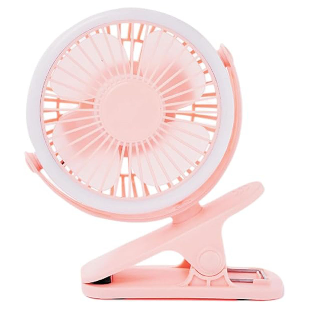 مروحة مكتب مضيئة هادئة - قابلة للشحن - روز