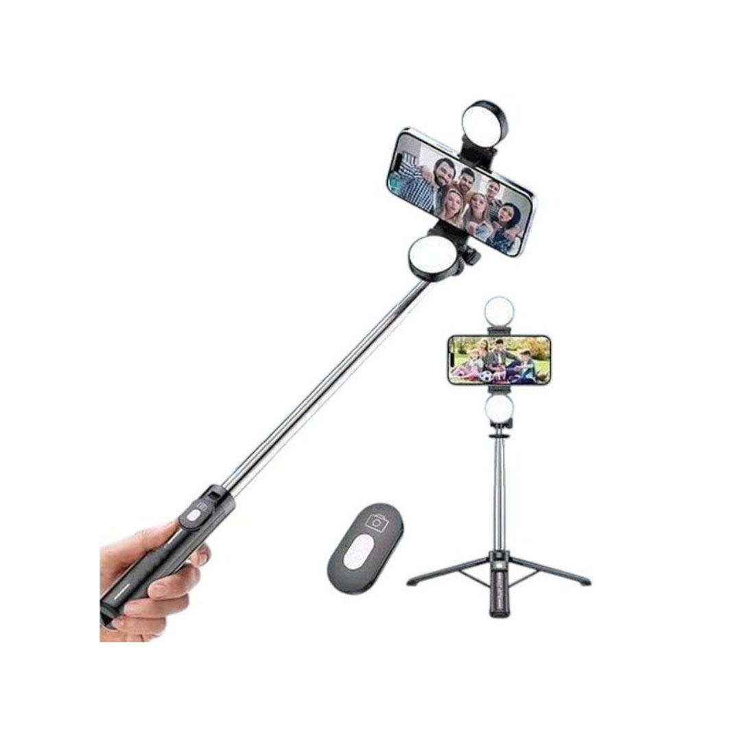 حامل ثلاثي مرن مع عصا سيلفي وإضاءة LED مزدوجة Live K7 Pro
