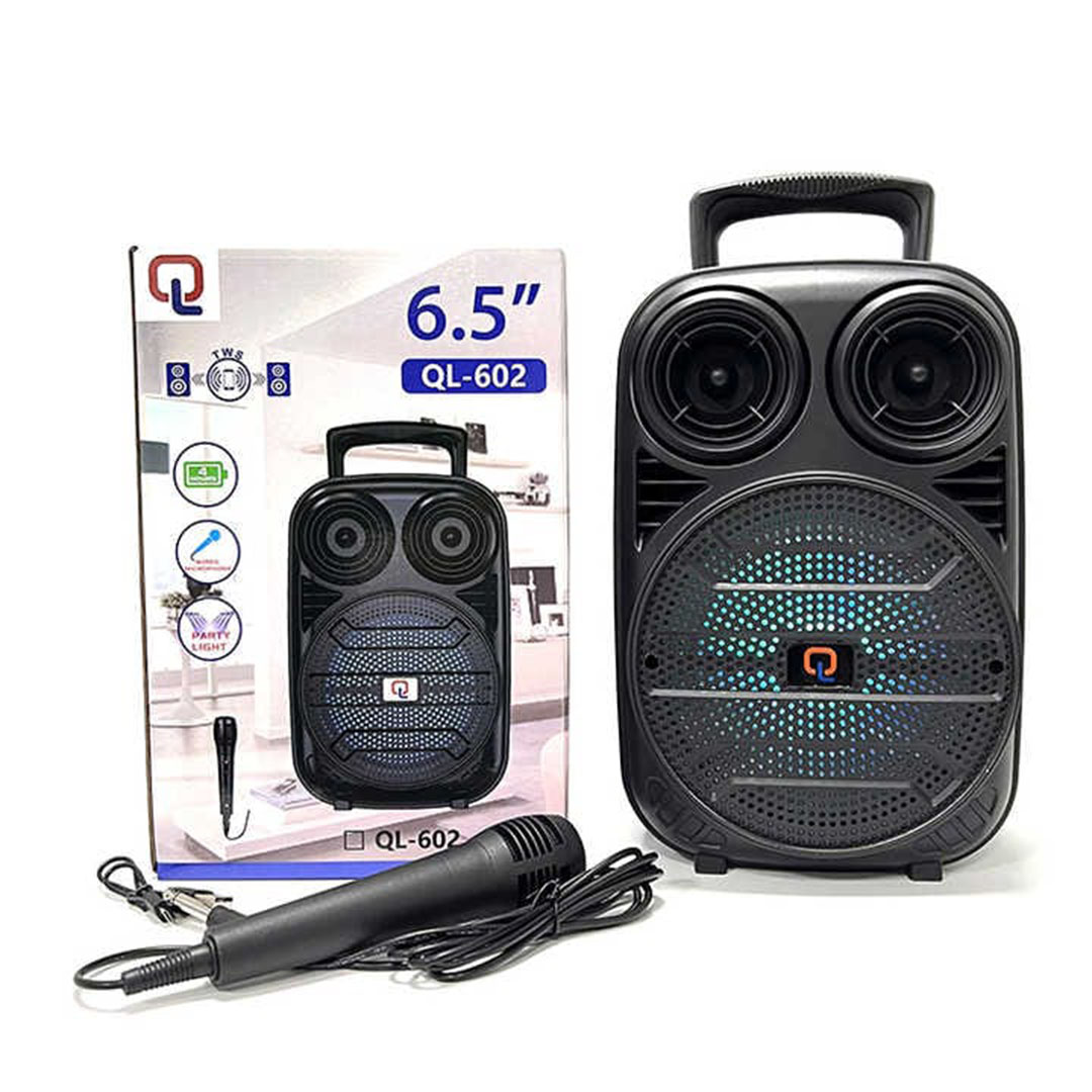 سماعة بلوتوث ذات صوت عالي الدقة تستخدم كحامل للهاتف - أسود - QL602