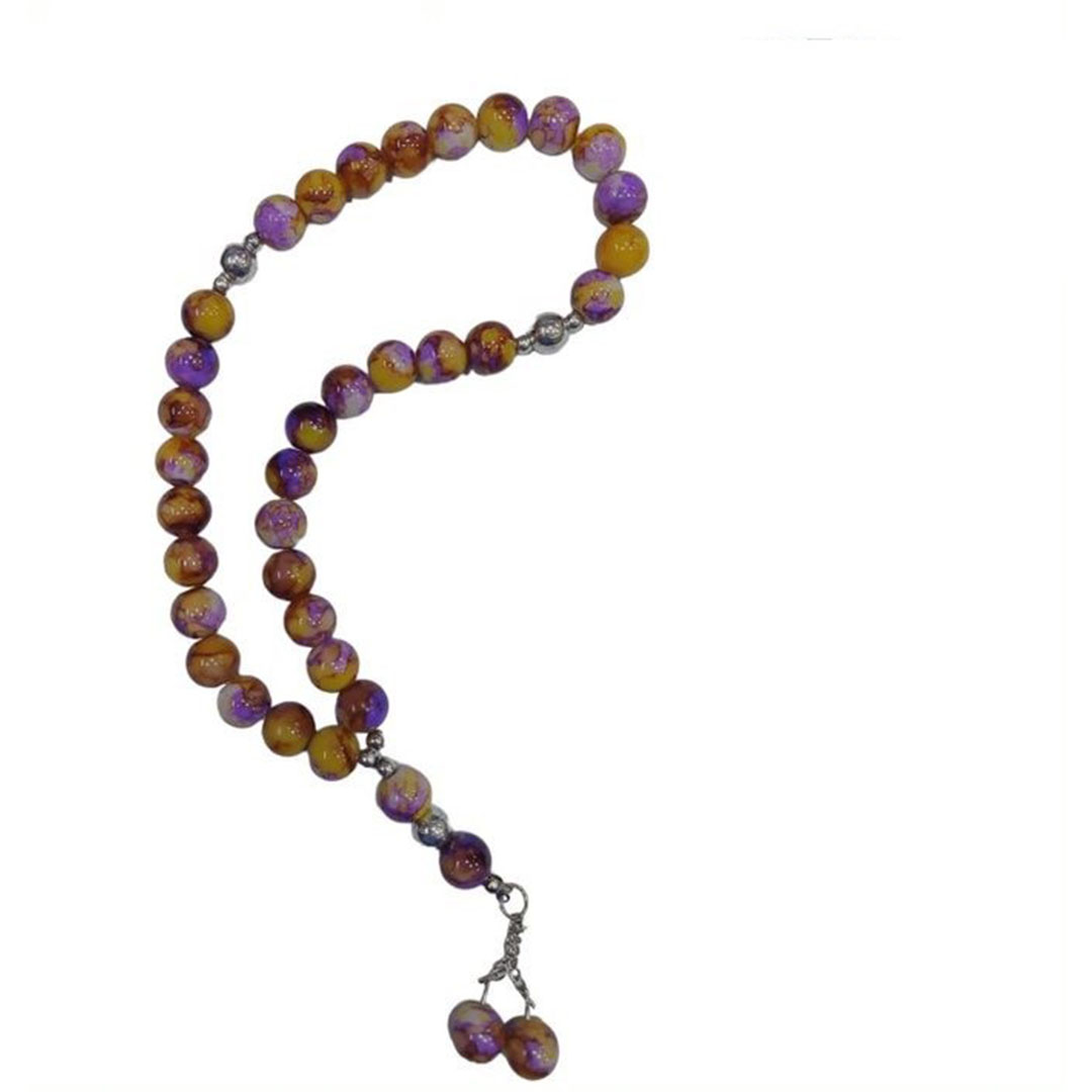 سبحة خرز - 33 حبة - موف/أصفر