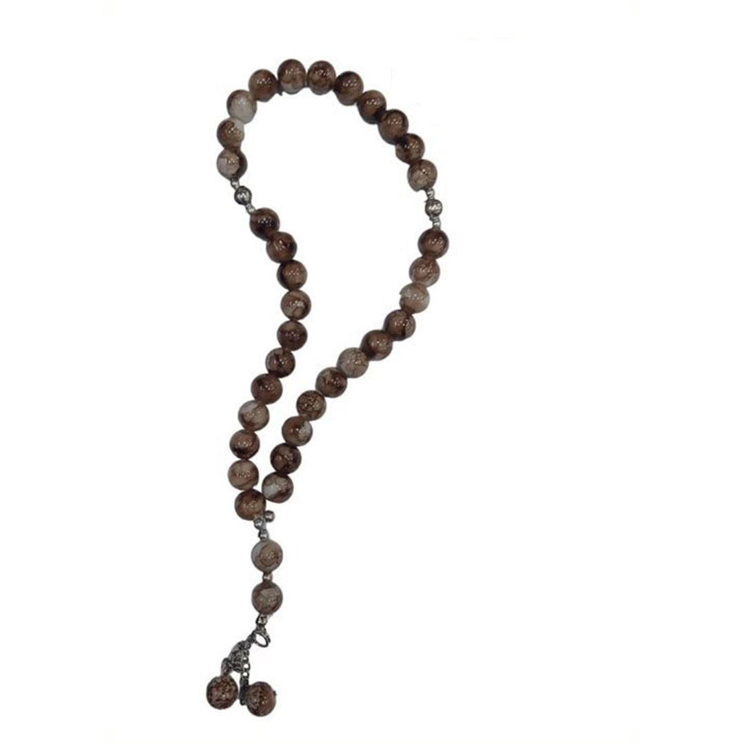 سبحة خرز - 33 حبة - بني/أبيض