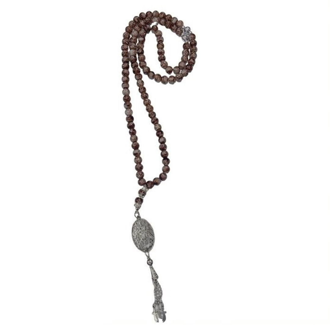 سبحة خرز - 99 حبة - بني/أبيض