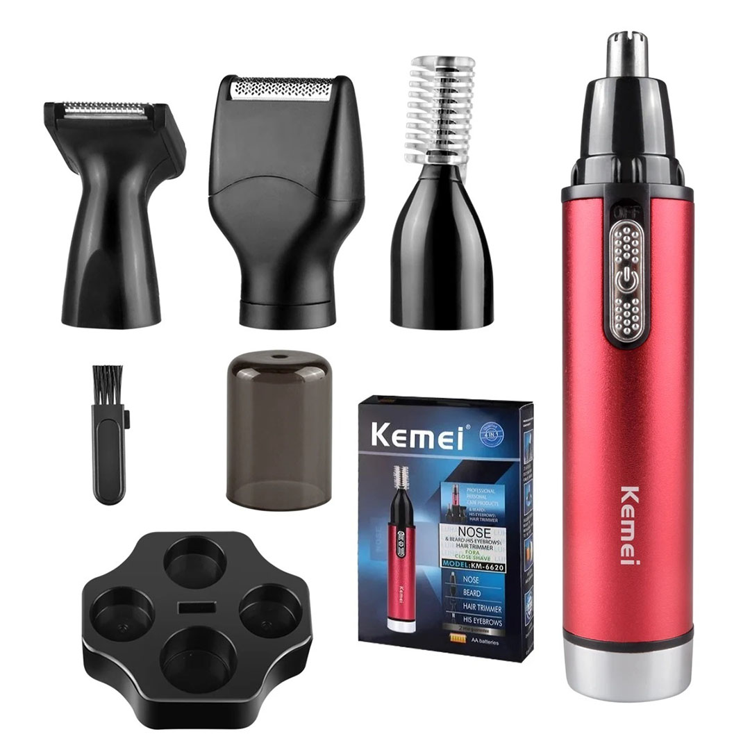 ماكينة حلاقة 4*1 كيمي مع 3 رأوس - للرجال و النساء - أحمر