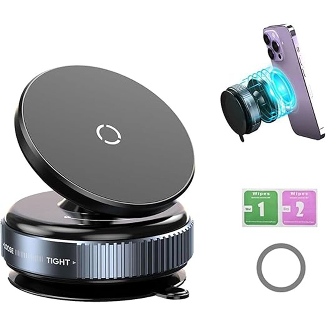 حامل هاتف سيارة مغناطيسي بقاعدة لاصقة قابلة للتعديل بزاوية 360 درجة - متوافق مع حامل MagSafe
