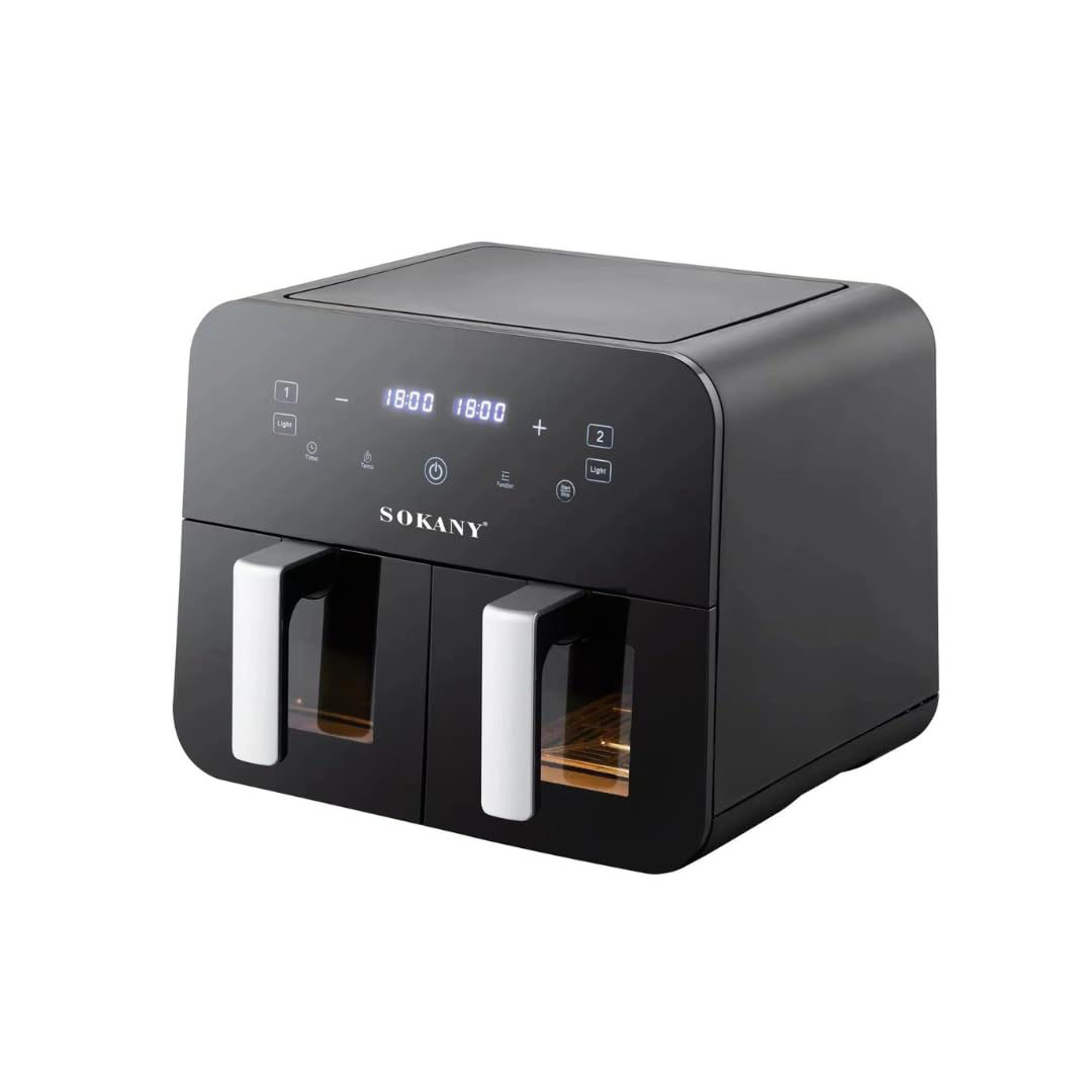 مقلاة هوائية سوكاني ديجيتال بباب مزدوج - 2400 وات - SK-10005 - أسود
