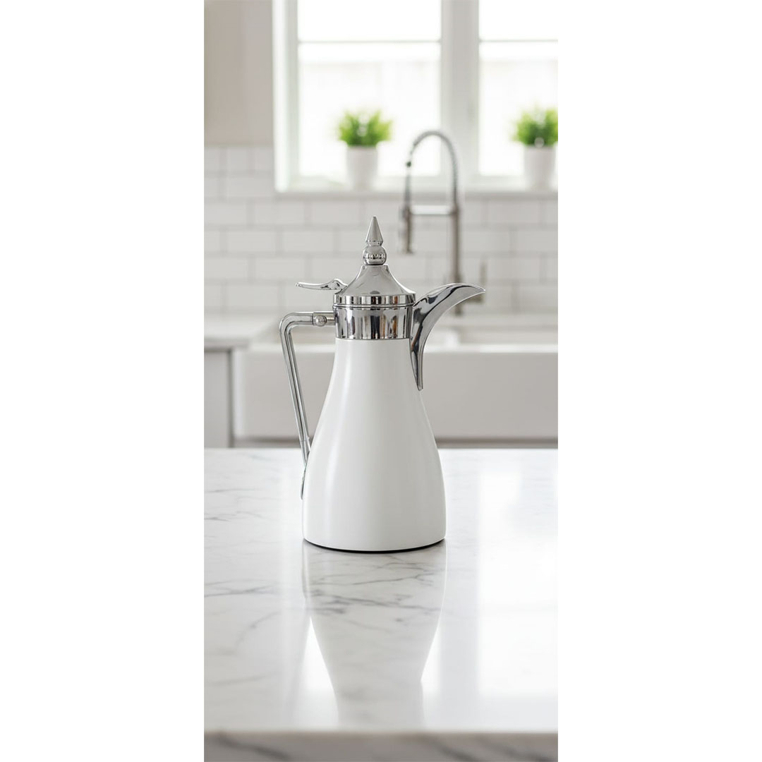 ترمس شاي الأندلس - 0.95 لتر - فضي أبيض