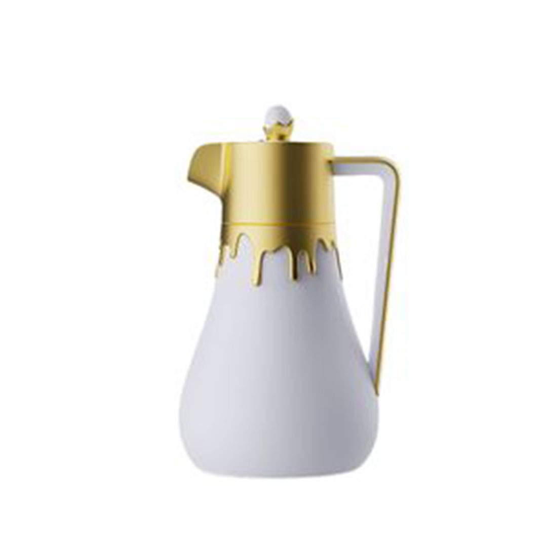 ترمس شاي - 1 لتر - خامة عالية الجودة - أوف وايت*ذهبي