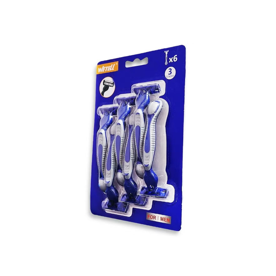 مجموعة شفرات حلاقة للرجال بشفرات ثلاثية - 6 قطع