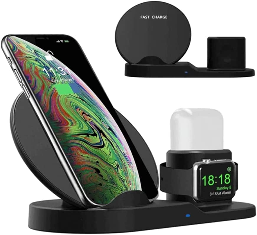 شاحن لاسلكي سريع 3 في 1 - اسود