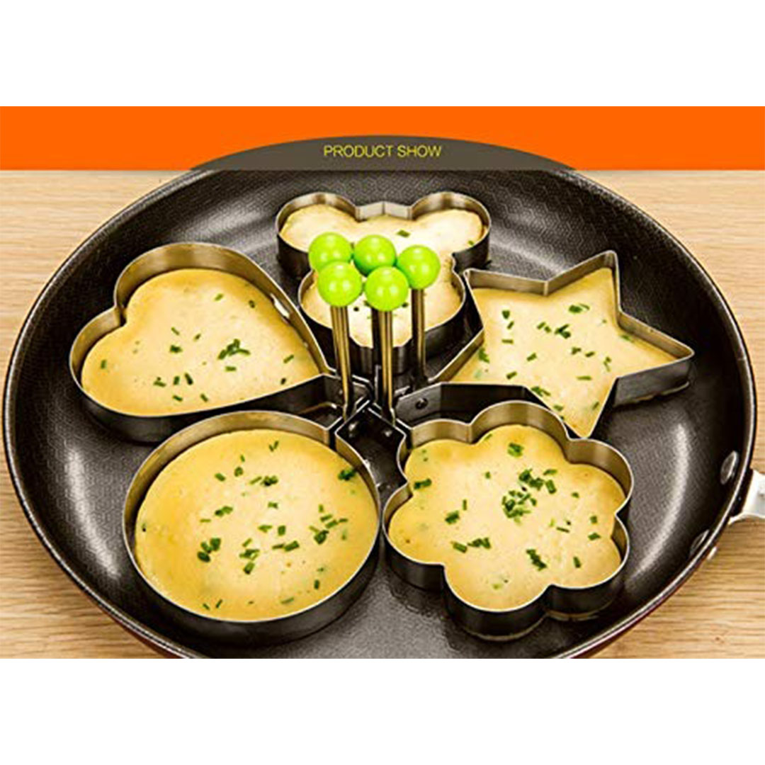 قالب تشكيل البان كيك والبيض - 4 قطع - فضي