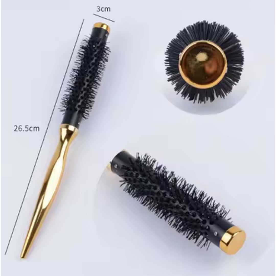 فرشاة شعر للتصفيف الأحترافي - مقاس 4 و مقاس 1 - اسود في ذهبي