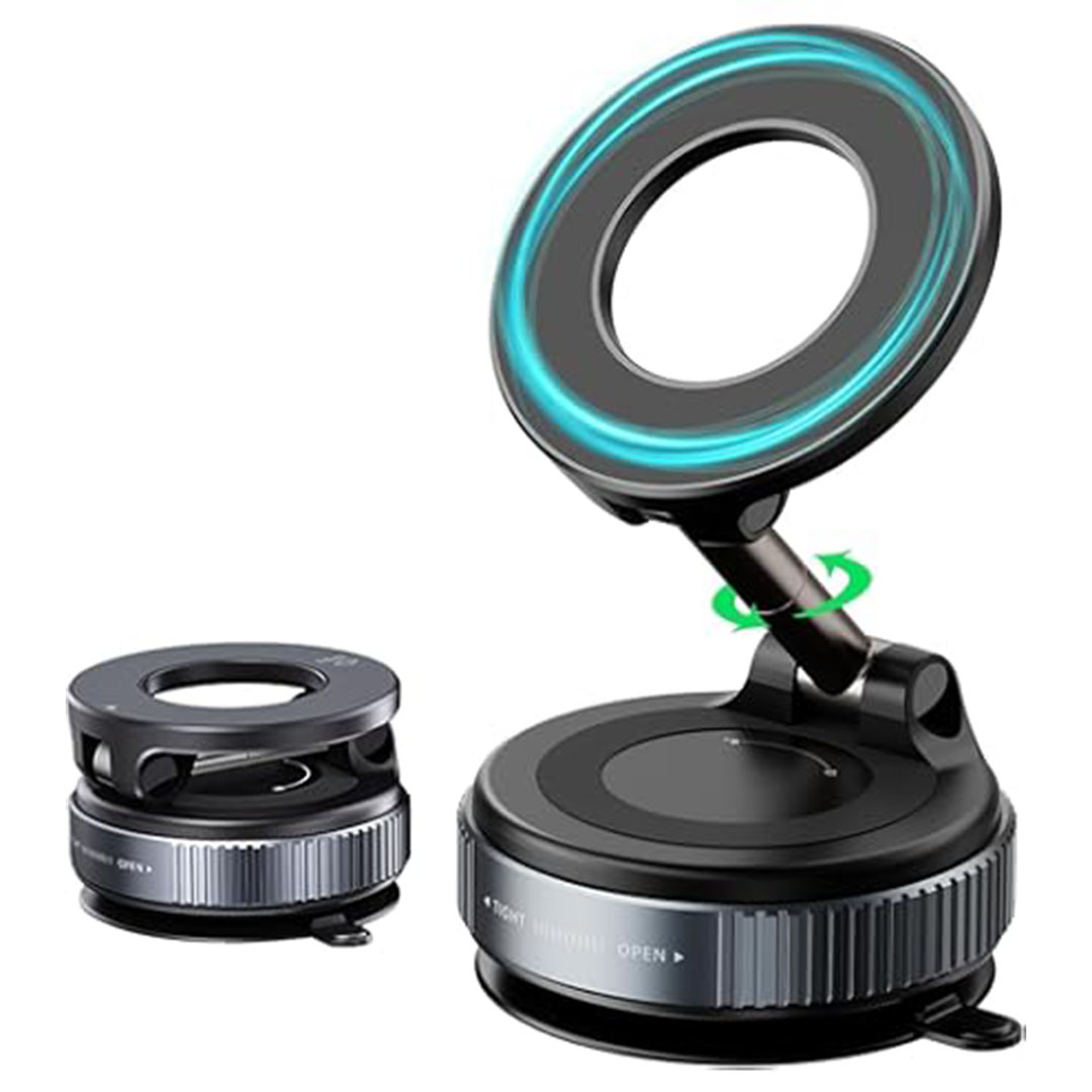 حامل موبايل مغناطيسي للسيارة بقاعدة شفط - 360 درجة