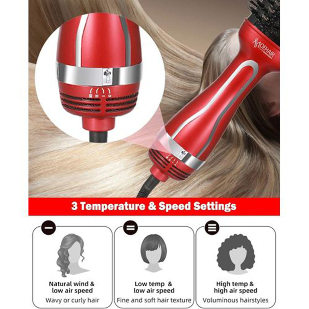 فرشاة مجفف شعر احترافية موهير - 1200 وات - أحمر - MO-7117