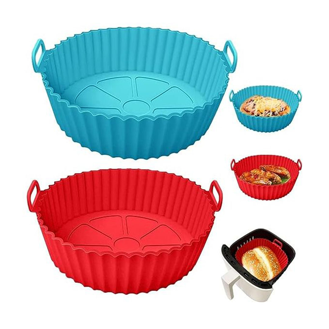 صينية للقلاية الهوائية دائرية سليكون - قطعتين