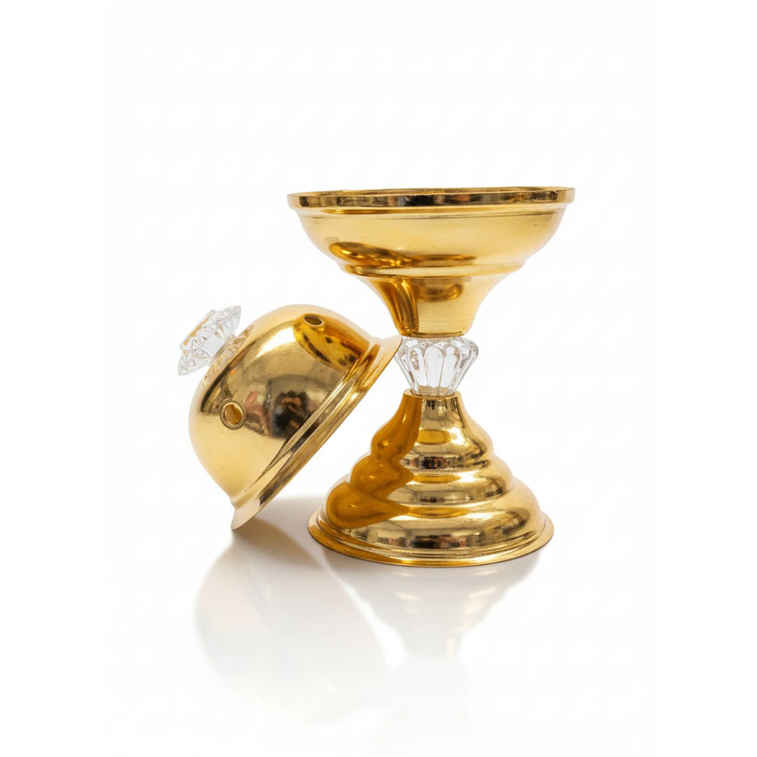 مبخرة ذهبية فاخرة بزخارف عربية – 22×12 سم