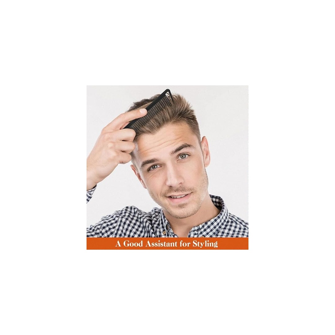 مشط شعر احترافي لفك تشابك الشعر من ألياف الكربون مقاوم للحرارة - 2 قطعة