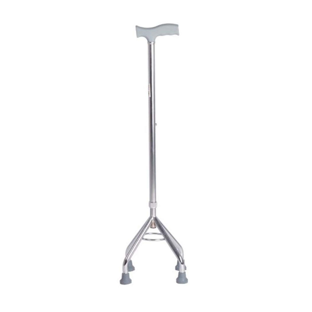 عكاز رباعي للكبار - فضي فاتح - قابل لتعديل الارتفاع