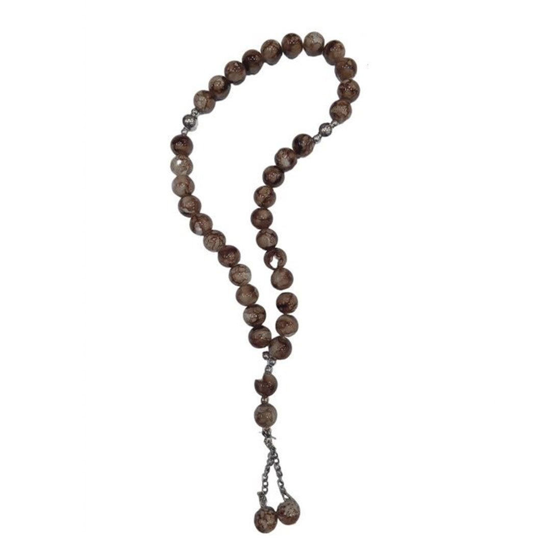 سبحة خرز - 33 حبة - بني/أبيض