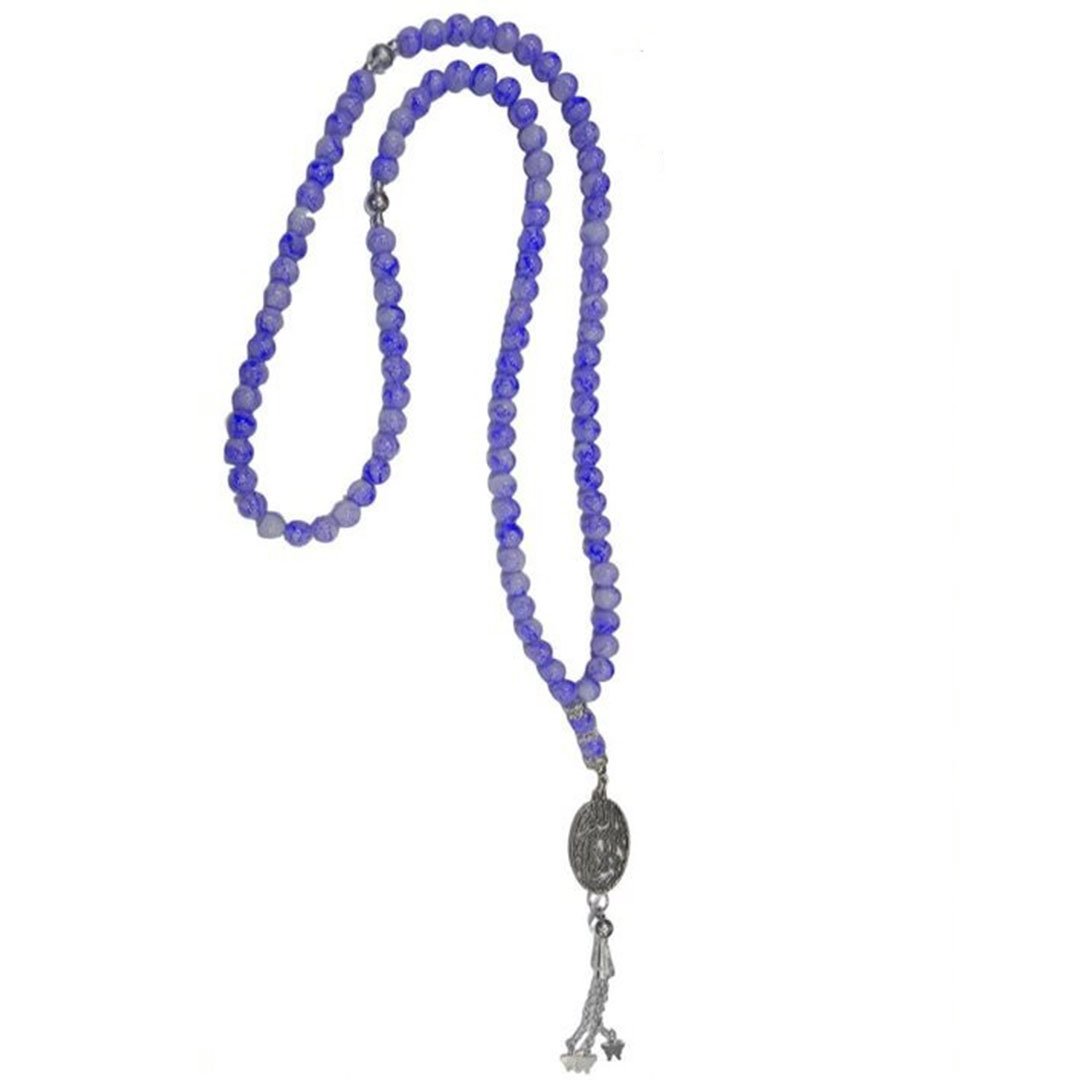 سبحة خرز - 99 حبة - موف/أبيض