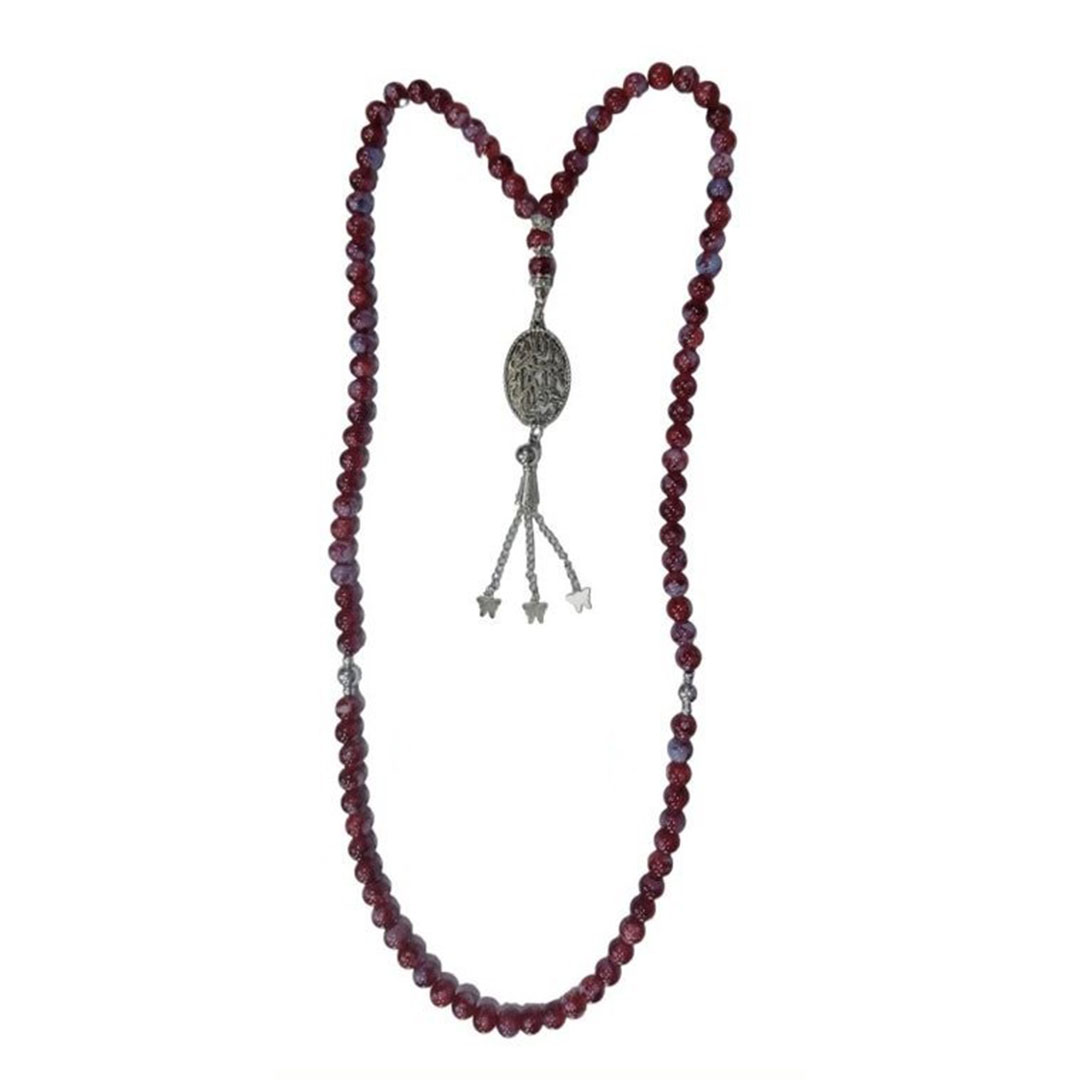 سبحة خرز - 99 حبة - نبيتي/أبيض