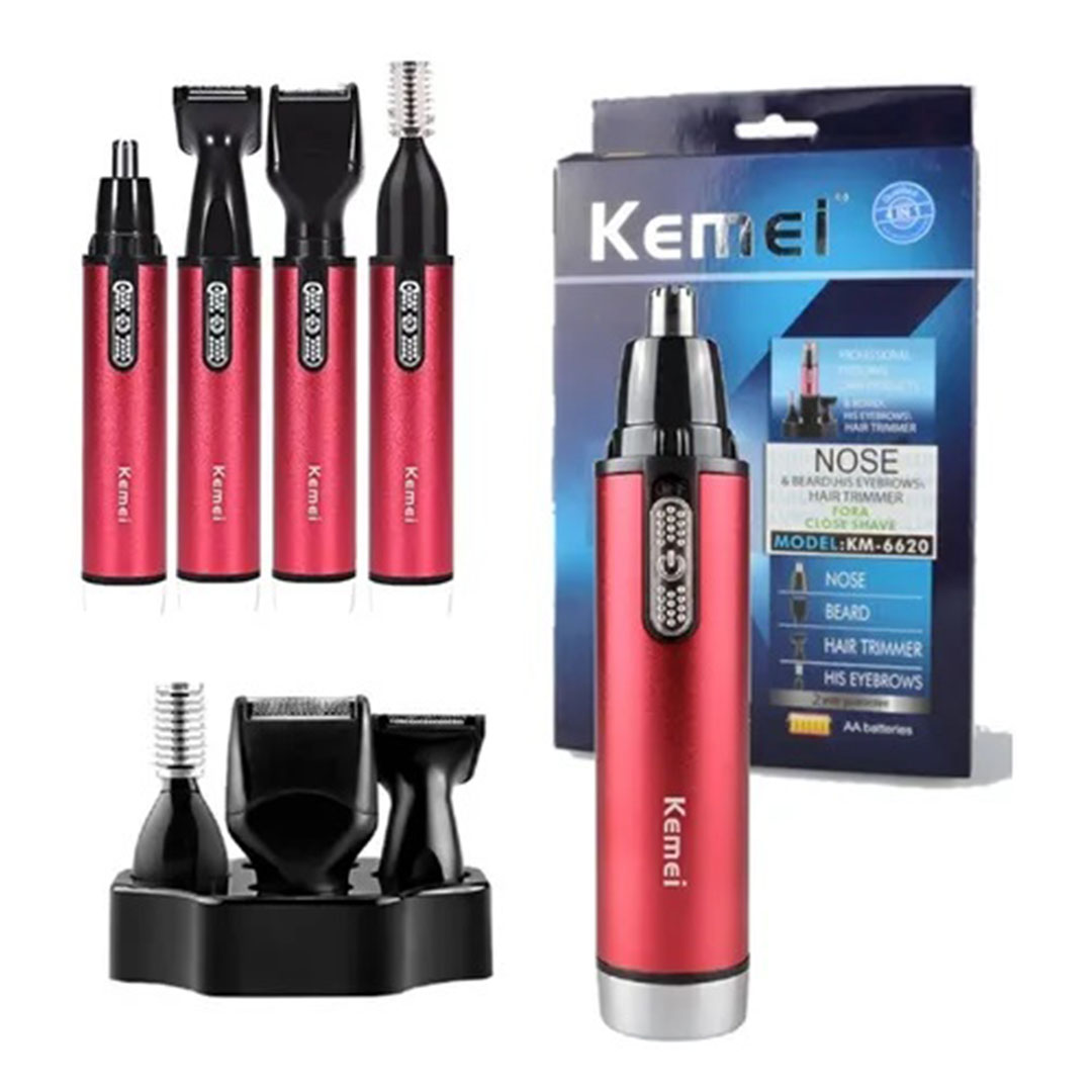 ماكينة حلاقة 4*1 كيمي مع 3 رأوس - للرجال و النساء - أحمر