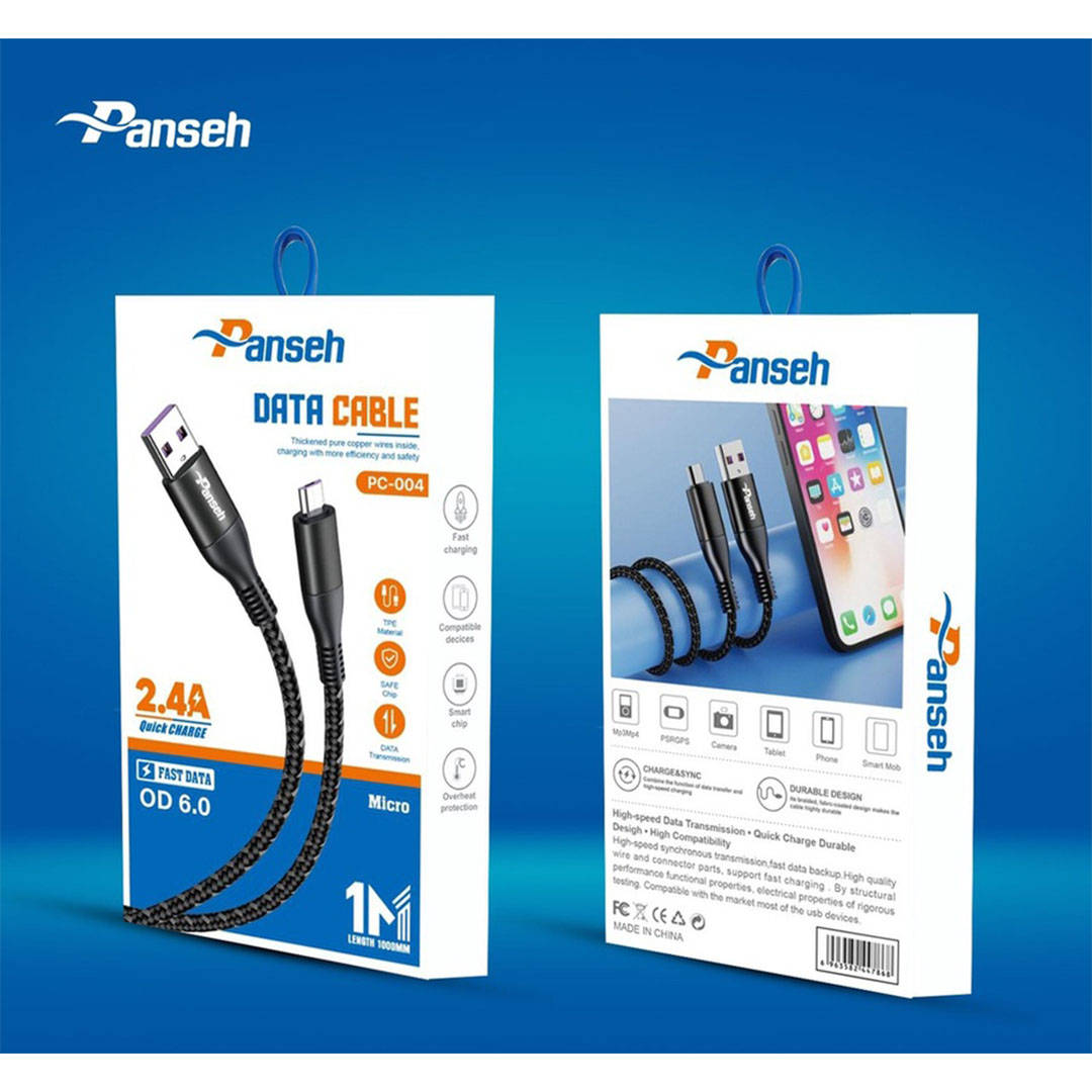 كابل شحن ونقل بيانات سريع بانسية - USB/ميكرو - 1 متر - Pc004