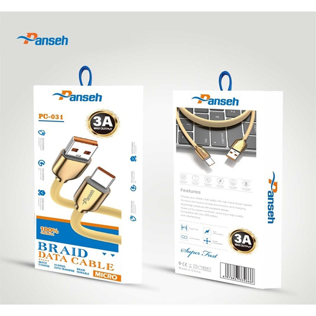 كابل شحن ونقل بيانات سريع ثابت وآمن بانسيه - 1 متر - USB إلى ميكرو - Pc031