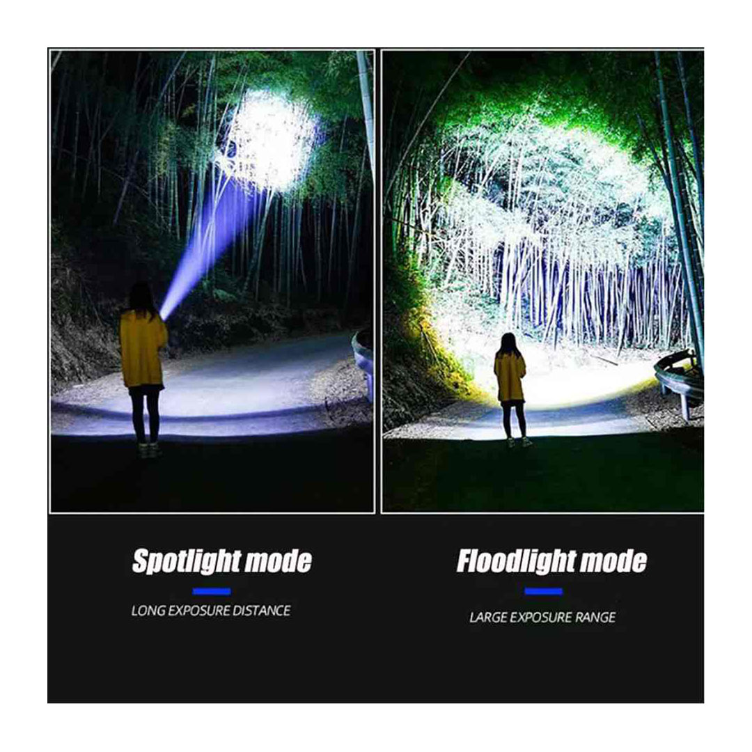 كشاف يدوي قابل لإعادة الشحن - 6000 مللي أمبير - أسود