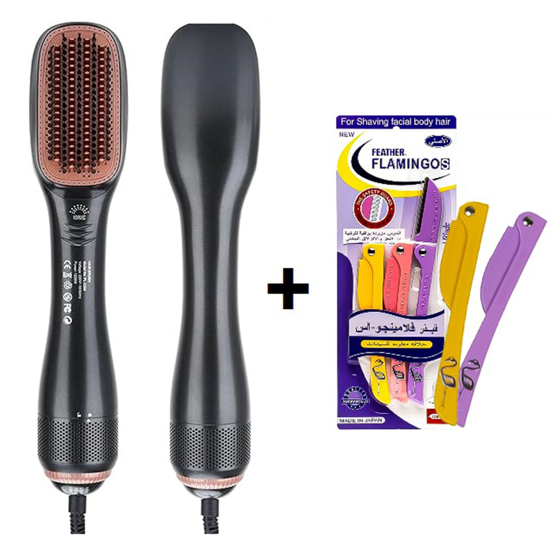 فرشاة تصفيف الشعر 2 في 1 من Joy + شفرات فلامنجو هدية