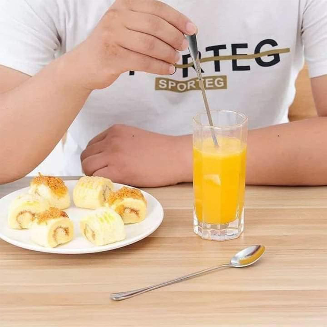 ملاعق فواكه كوكتيل 12 قطعة ستانلس بمقبض طويل