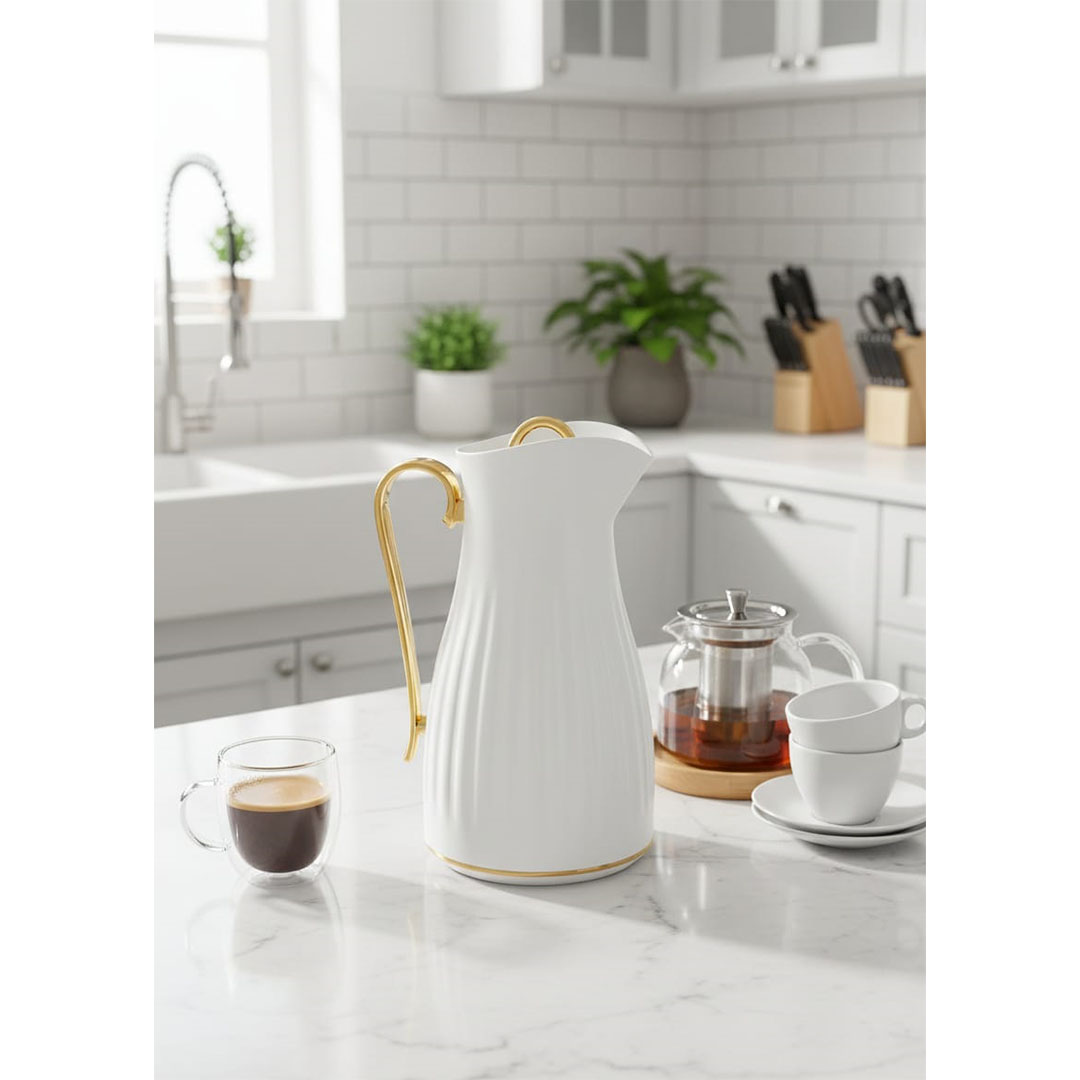 ترمس شاي الأندلس - 0.95 لتر - أبيض لؤلؤي