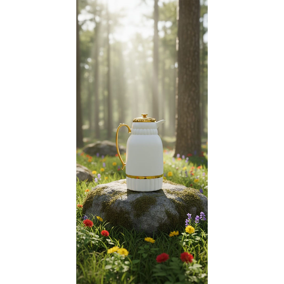 ترمس شاي الأندلس - 0.95 لتر - أبيض كلاسيك