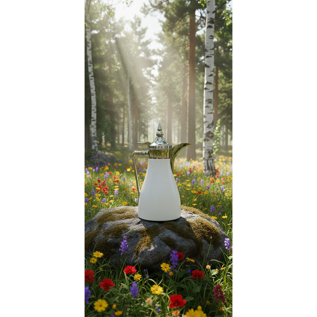 ترمس شاي الأندلس - 0.95 لتر - فضي أبيض